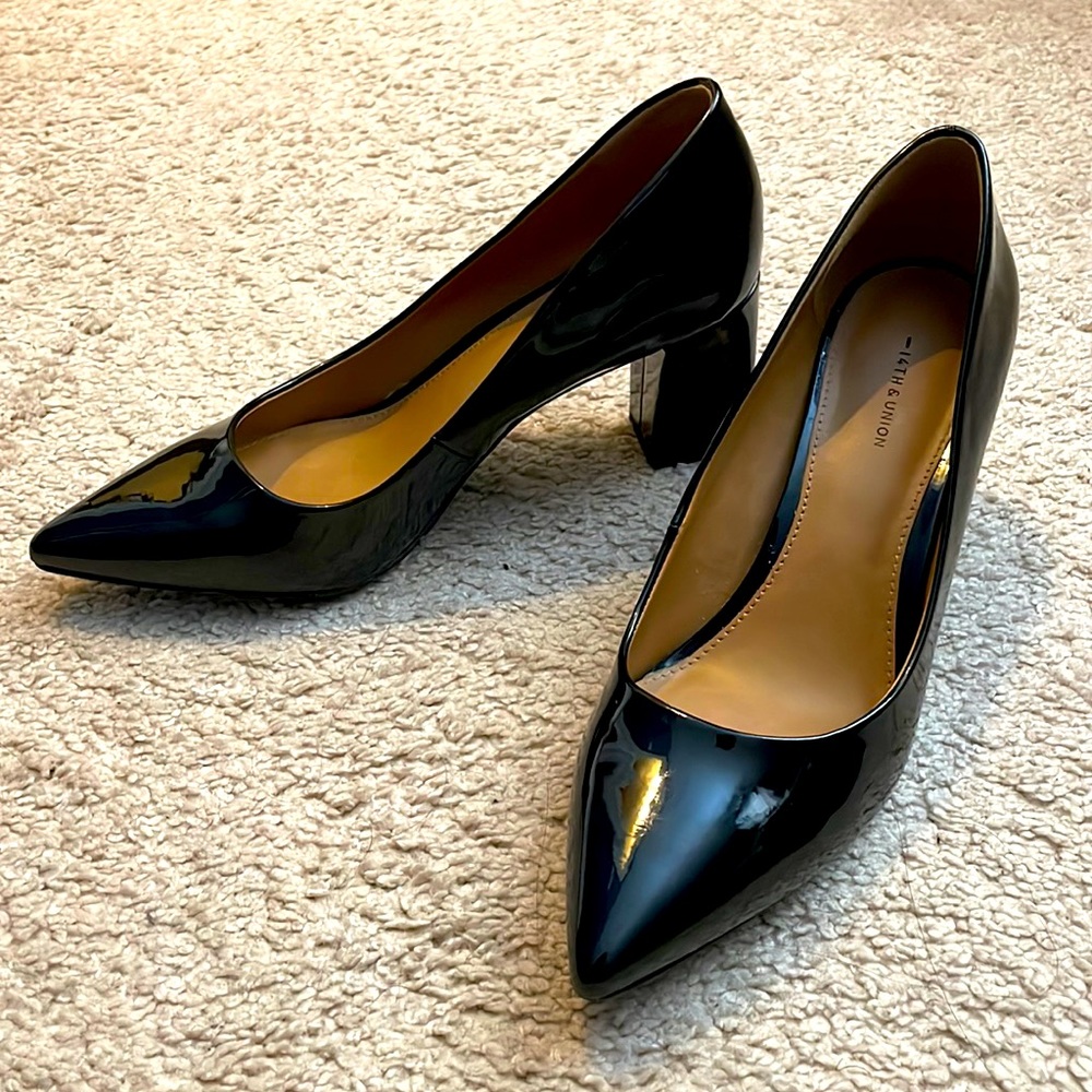 Patten leather chunky heels 6.5